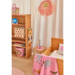 Rice Strikket babyteppe i rosa med dyr og 3D-detaljer, Hot