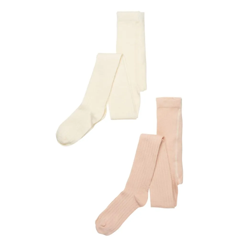 Strømpebukse, Minymo, Off White/Pink, Rib-2pk Discount