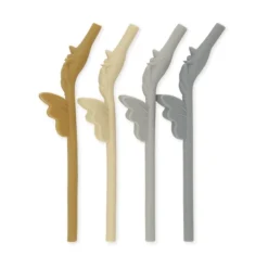 Konges Sløjd Sugerør, , Silikon, Drage, Quarry Mix, 4 pk