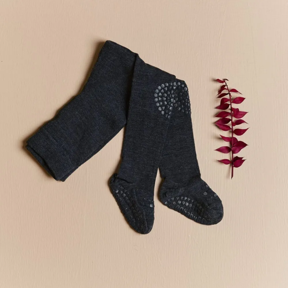 Gobabygo Ullstrømpebukse, , Antiskli, Dark Grey Melange Best