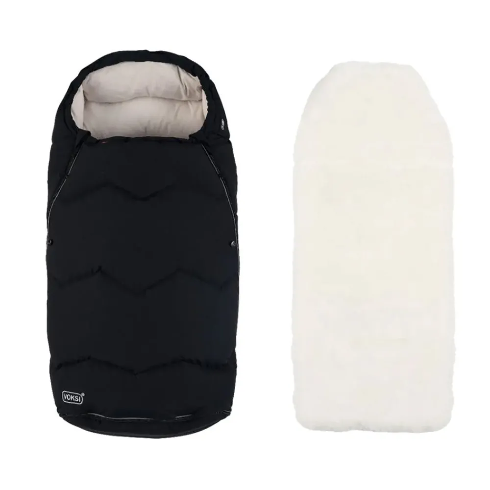 4ME Voksi Urban Vognpose, Black Cream + Aluna Lammeskinn til Vogn, Hvit Hot