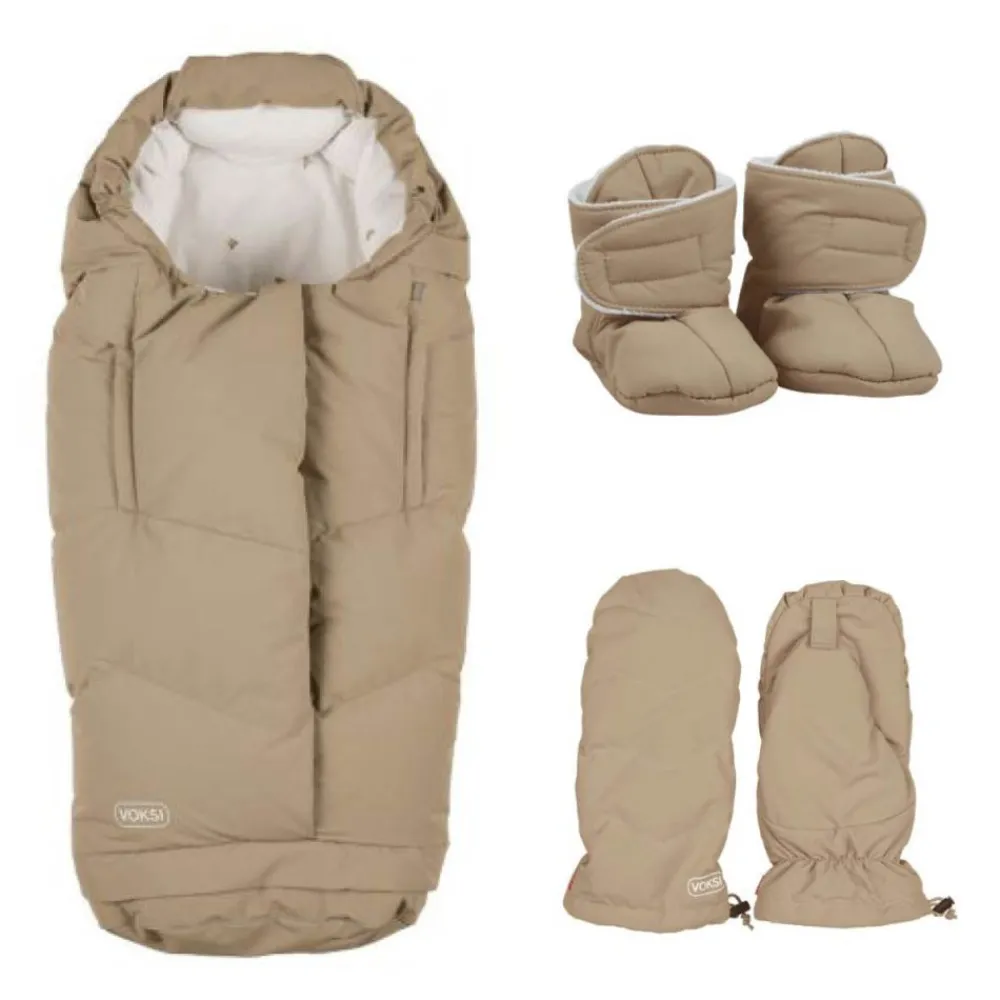 Voksi Vinterpakke, City North, Vognvotter og Baby Booties, Dark Sand Clearance
