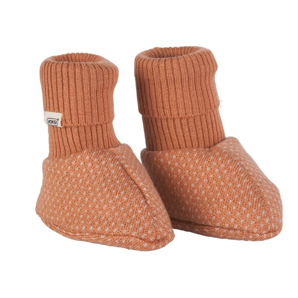 Voksi ® Wool, Merinoull Tøfler, Jacquard Sandstone Peach Hot