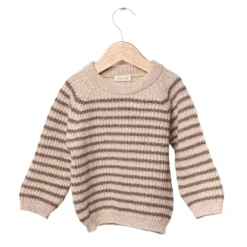 Wedoble Genser, Merinoull, Stripet, Beige/Brun Sale