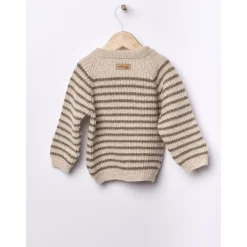 Wedoble Genser, Merinoull, Stripet, Beige/Brun Sale
