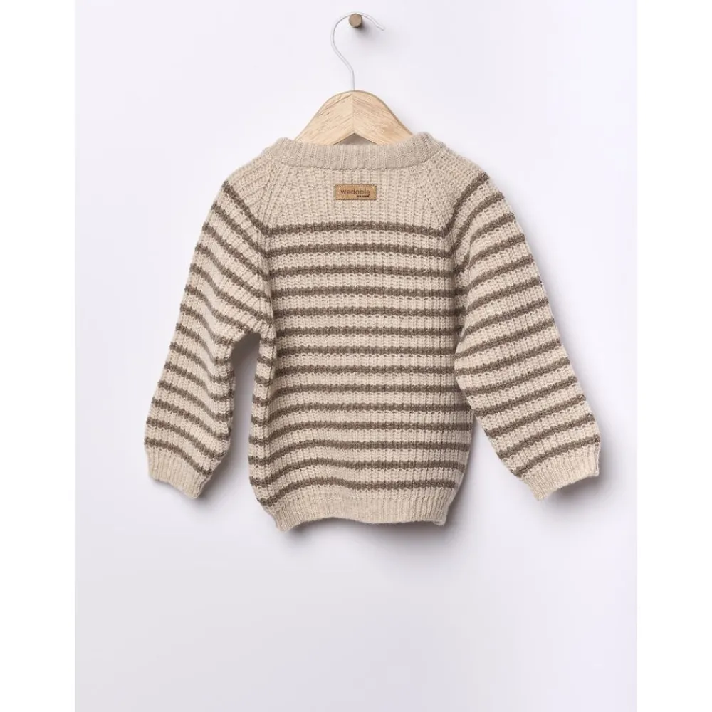 Wedoble Genser, Merinoull, Stripet, Beige/Brun Sale