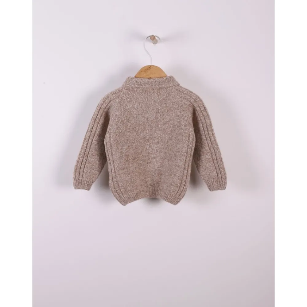 Wedoble Genser m/knepp, Merinoull, Mørk Beige Online